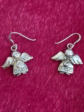 Sterling Silver Angel Wing Earrings Dainty Celestial Jewelry